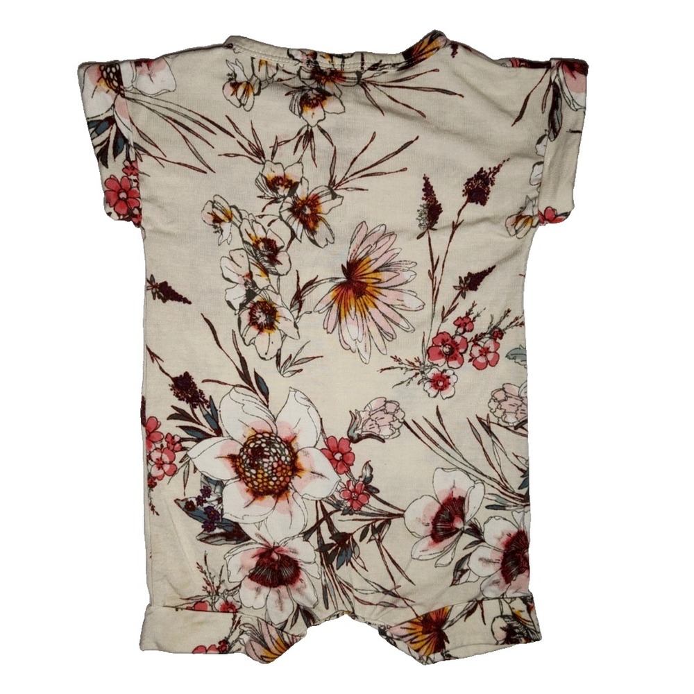 Lou‎ Lou Rayon Baby Girl 6 9 12 Mos Floral Romper Outfit 1pc Shortall - Picture 4 of 4